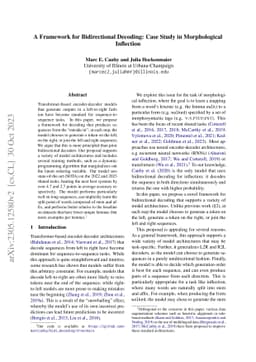 A Framework for Bidirectional Decoding: Case Study in Morphological
  Inflection