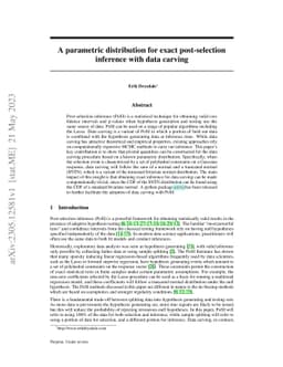 A parametric distribution for exact post-selection inference with data
  carving