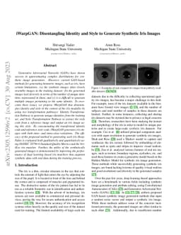 iWarpGAN: Disentangling Identity and Style to Generate Synthetic Iris
  Images