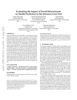 Evaluating the Impact of Social Determinants on Health Prediction in the
  Intensive Care Unit