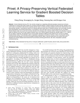 Privet: A Privacy-Preserving Vertical Federated Learning Service for
  Gradient Boosted Decision Tables