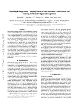 Exploring Energy-based Language Models with Different Architectures and
  Training Methods for Speech Recognition