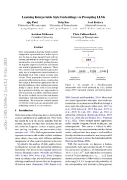 Learning Interpretable Style Embeddings via Prompting LLMs