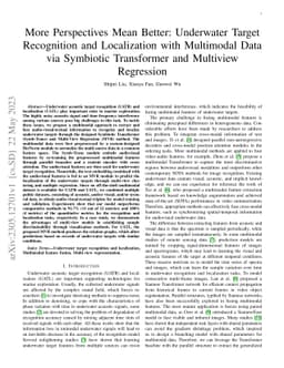 More Perspectives Mean Better: Underwater Target Recognition and
  Localization with Multimodal Data via Symbiotic Transformer and Multiview
  Regression