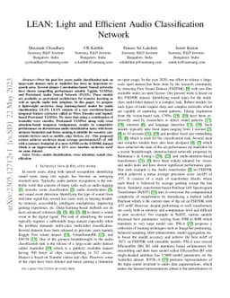 LEAN: Light and Efficient Audio Classification Network