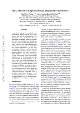 TADA: Efficient Task-Agnostic Domain Adaptation for Transformers