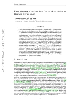 Explaining Emergent In-Context Learning as Kernel Regression