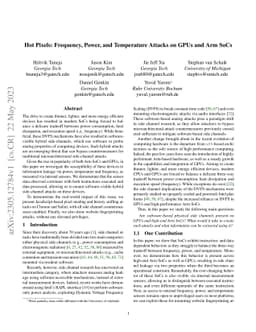 Hot Pixels: Frequency, Power, and Temperature Attacks on GPUs and ARM
  SoCs
