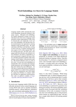 Word Embeddings Are Steers for Language Models