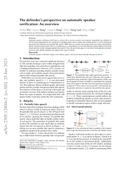 The defender's perspective on automatic speaker verification: An
  overview
