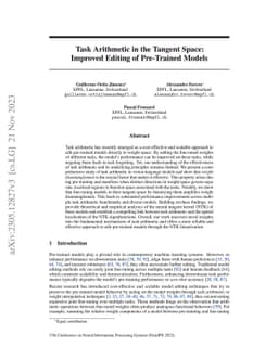 Task Arithmetic in the Tangent Space: Improved Editing of Pre-Trained
  Models