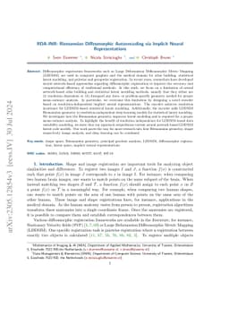RDA-INR: Riemannian Diffeomorphic Autoencoding via Implicit Neural
  Representations