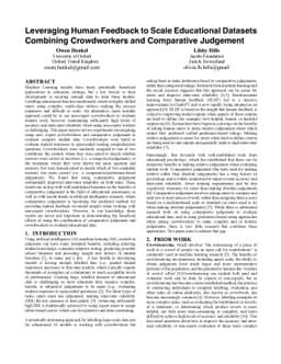 Leveraging Human Feedback to Scale Educational Datasets: Combining
  Crowdworkers and Comparative Judgement
