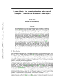 Latent Magic: An Investigation into Adversarial Examples Crafted in the
  Semantic Latent Space