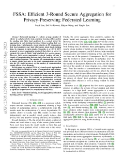 FSSA: Efficient 3-Round Secure Aggregation for Privacy-Preserving
  Federated Learning