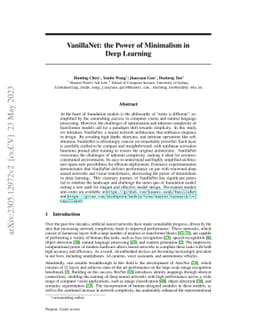 VanillaNet: the Power of Minimalism in Deep Learning