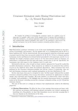 Covariance Estimation under Missing Observations and $L_4-L_2$ Moment
  Equivalence