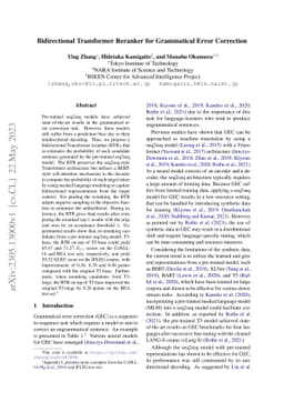 Bidirectional Transformer Reranker for Grammatical Error Correction