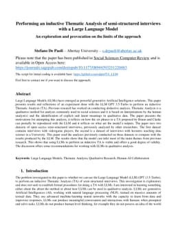Can Large Language Models emulate an inductive Thematic Analysis of
  semi-structured interviews? An exploration and provocation on the limits of
  the approach and the model