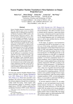 Nearest Neighbor Machine Translation is Meta-Optimizer on Output
  Projection Layer
