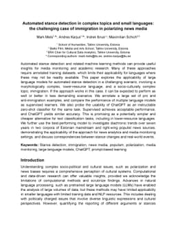 Automated stance detection in complex topics and small languages: the
  challenging case of immigration in polarizing news media