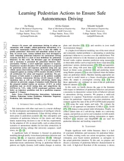 Learning Pedestrian Actions to Ensure Safe Autonomous Driving
