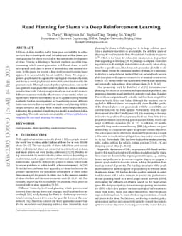 Road Planning for Slums via Deep Reinforcement Learning