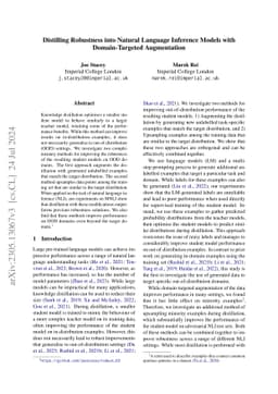 Distilling Robustness into Natural Language Inference Models with
  Domain-Targeted Augmentation