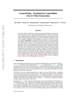 ControlVideo: Training-free Controllable Text-to-Video Generation