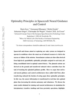 Optimality Principles in Spacecraft Neural Guidance and Control