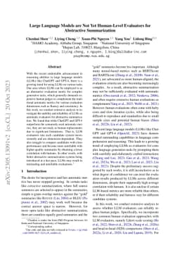 Large Language Models are Not Yet Human-Level Evaluators for Abstractive
  Summarization