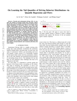 On Learning the Tail Quantiles of Driving Behavior Distributions via
  Quantile Regression and Flows
