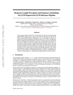 Response Length Perception and Sequence Scheduling: An LLM-Empowered LLM
  Inference Pipeline