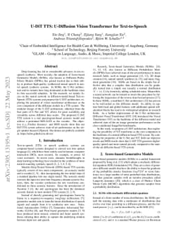 U-DiT TTS: U-Diffusion Vision Transformer for Text-to-Speech