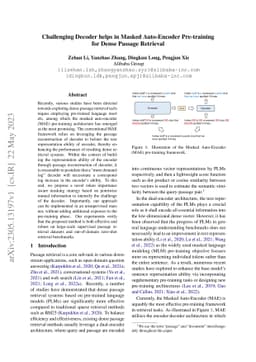 Challenging Decoder helps in Masked Auto-Encoder Pre-training for Dense
  Passage Retrieval