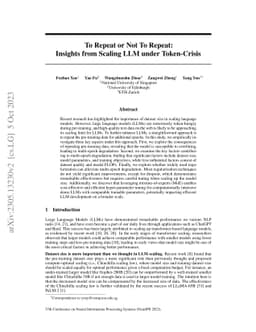To Repeat or Not To Repeat: Insights from Scaling LLM under Token-Crisis