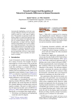 Towards Unsupervised Recognition of Token-level Semantic Differences in
  Related Documents