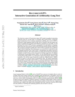 RecurrentGPT: Interactive Generation of (Arbitrarily) Long Text