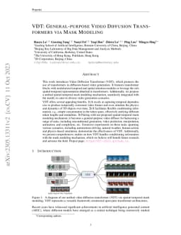VDT: General-purpose Video Diffusion Transformers via Mask Modeling