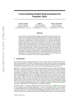 Contextualising Implicit Representations for Semantic Tasks