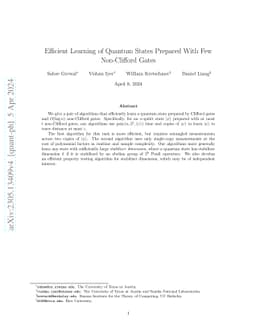 Efficient Learning of Quantum States Prepared With Few Non-Clifford
  Gates