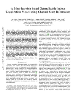 A Meta-learning based Generalizable Indoor Localization Model using
  Channel State Information