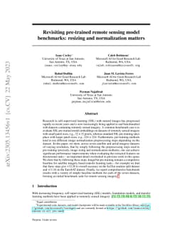 Revisiting pre-trained remote sensing model benchmarks: resizing and
  normalization matters