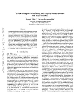Fast Convergence in Learning Two-Layer Neural Networks with Separable
  Data