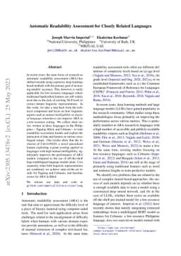 Automatic Readability Assessment for Closely Related Languages