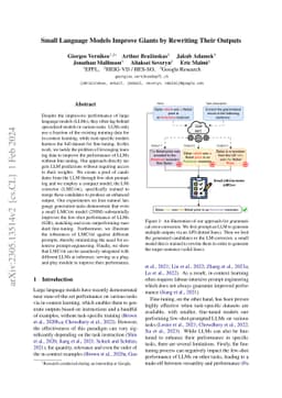 Small Language Models Improve Giants by Rewriting Their Outputs