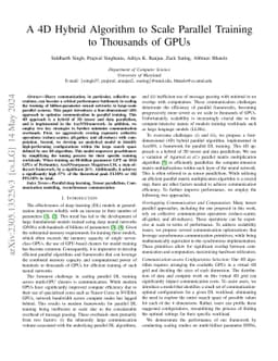A 4D Hybrid Algorithm to Scale Parallel Training to Thousands of GPUs