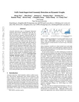 SAD: Semi-Supervised Anomaly Detection on Dynamic Graphs