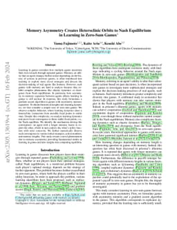 Memory Asymmetry Creates Heteroclinic Orbits to Nash Equilibrium in
  Learning in Zero-Sum Games