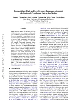 InstructAlign: High-and-Low Resource Language Alignment via Continual
  Crosslingual Instruction Tuning